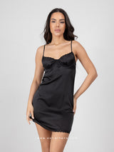Black nightdress with lace bust
