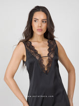 Black nightdress with lace bust