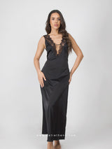 Black nightdress with lace bust