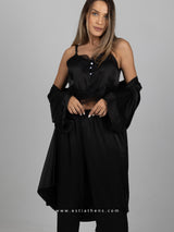 Black Satin Pajama Set