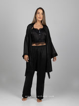 Black Satin Pajama Set