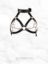 Leather and chain bra harness