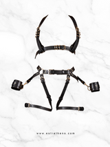Black leather set with garters 