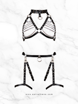 Leather Harness Set with chains & Garter