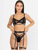 Black Lingerie Set with See-through Details  