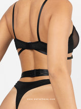 Black Lingerie Set with See-through Details  