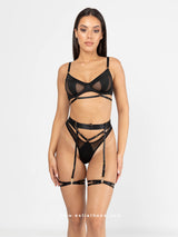 Black Lingerie Set with See-through Details  