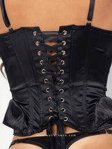 Black satin corset with lace