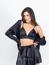 Black satin pajama set