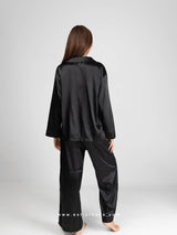 Black Satin Pajama Set