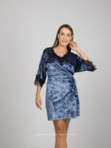 Blue Lace Velour Nightwear Set