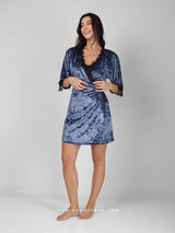 Blue lace velour nightwear set