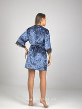 Blue Lace Velour Nightwear Set