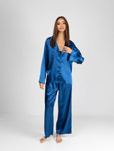 Sapphire Blue Satin Pajama Set