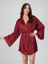 Burgundy satin robe