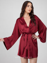 Burgundy satin robe