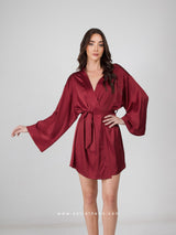 Burgundy satin robe