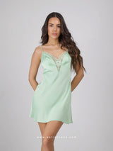 Green babydoll with lace bust