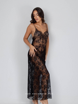 Black lace see through nightdress with adjustable straps