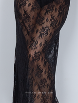 Black lace see through nightdress with adjustable straps
