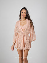 Peach lace lingerie set