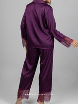 Purple Lace Satin Pajama Set