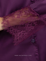 Purple Lace Satin Pajama Set