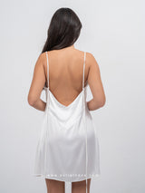 White satin set with robe & short nightdress