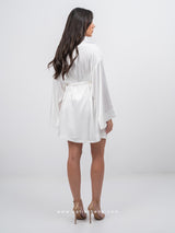 White satin robe with belt