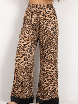 Satin animal print pants with elastic waist