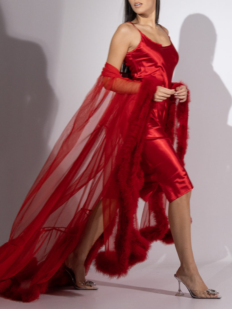 VICTORIA RED TULLE LONG