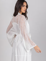 White bridal robe set with long nightdress