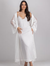 White bridal robe set with long nightdress
