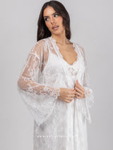 White bridal robe and nightdress set