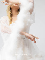 White bridal set with tulle oversized mini robe