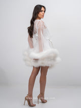 White bridal set with tulle oversized mini robe