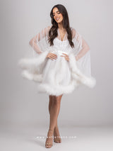White bridal set with tulle oversized mini robe