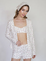 White floral rib pajama set