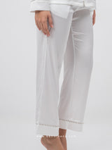 White Pajama Set with Rhinestones