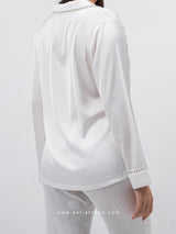 White Pajama Set with Rhinestones