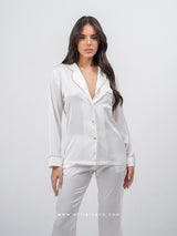 White Pajama Set with Rhinestones