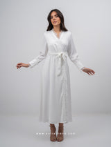 Bridal white lace robe dress with an open back 