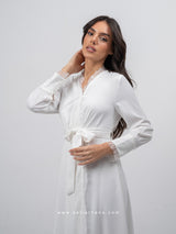 Bridal white lace robe dress with an open back 