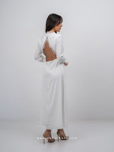 Bridal white lace robe dress with an open back 