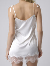 White satin bridal nightdress with lace