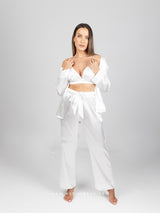 White Satin Three piece pajama set