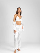 White Satin Three piece pajama set