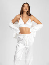 White Satin Three piece pajama set